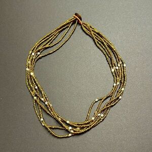 6-Strand Bronze & Silver Beaded Necklace
